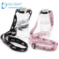 Wholesale cheap custom blank polyester offset printed water bottle beer drink holder lanyard with J hook